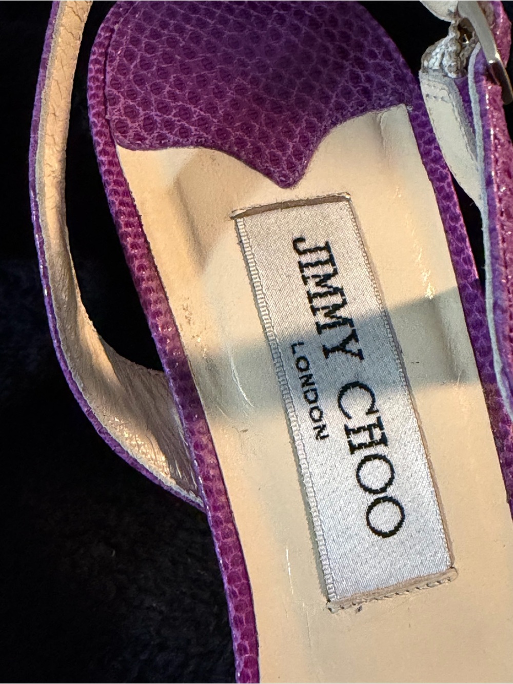 Vintage 2000s Spring 052 Jimmy Choo Kelissa Lilac Karung Leather 8.5 US/EU 39 - Picture 3 of 13